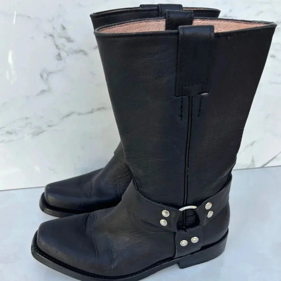 Antonio Hdez Mens Bike Leather Durango Harness Boots Black Size 6 1/2 - Picture 1 of 14